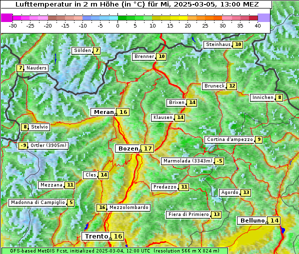 Temperatur, 5. 3. 2025