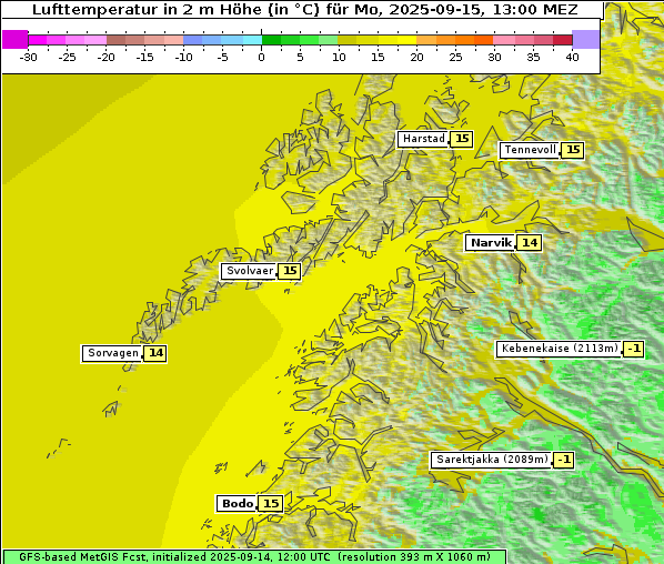 Temperatur, 15. 9. 2025