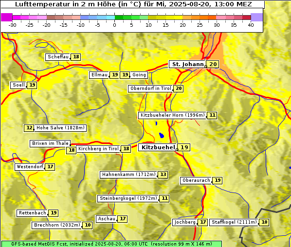 Temperatur, 20. 8. 2025