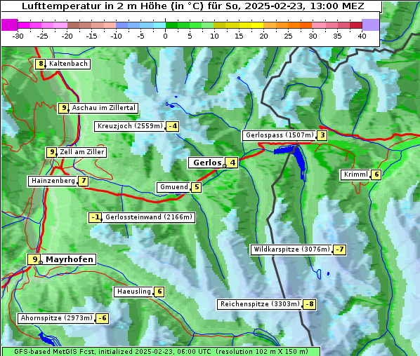 Temperatur, 23. 2. 2025