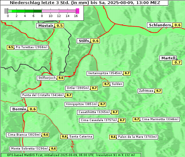 Niederschlag, 9. 8. 2025