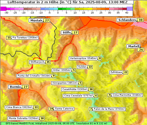 Temperatur, 9. 8. 2025