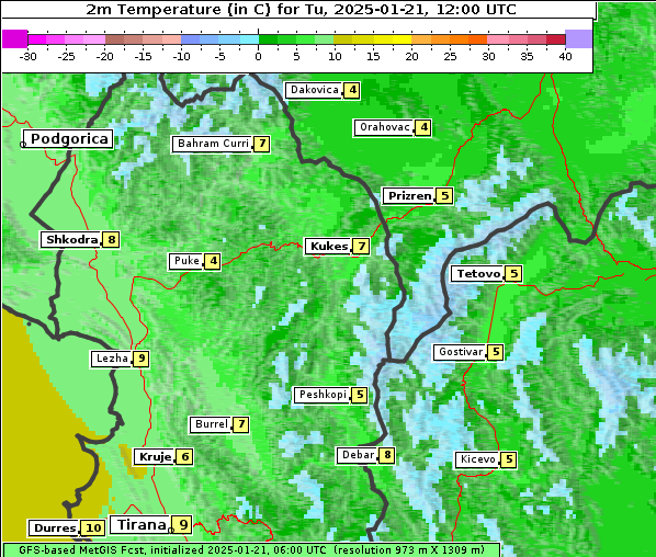 Temperatur, 21. 1. 2025