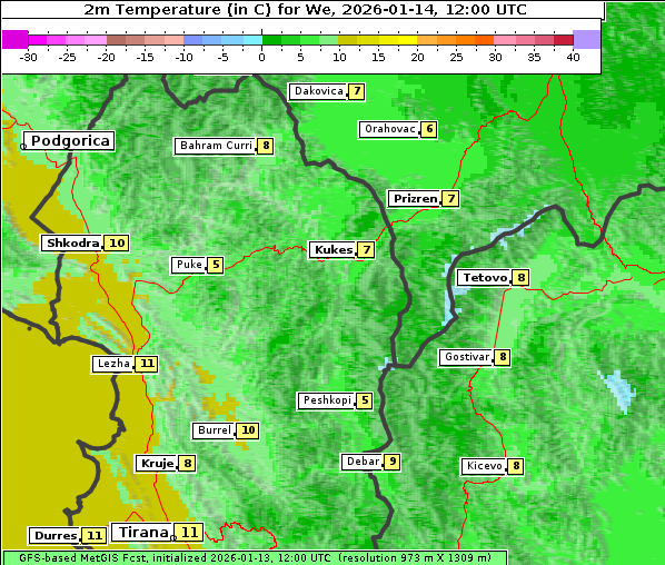 Temperatur, 14. 1. 2026