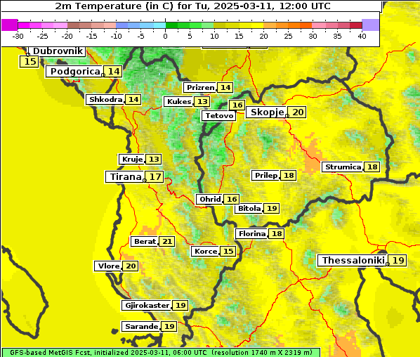 Temperatur, 11. 3. 2025