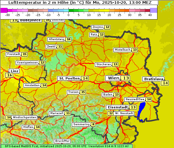 Temperatur, 20. 10. 2025