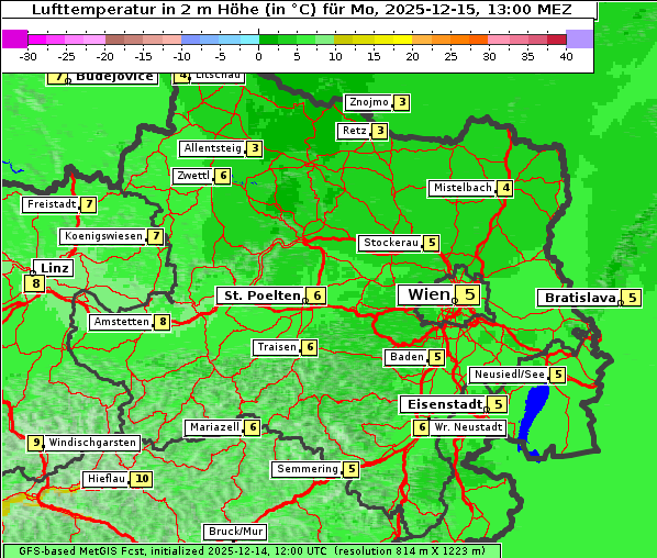 Temperatur, 15. 12. 2025