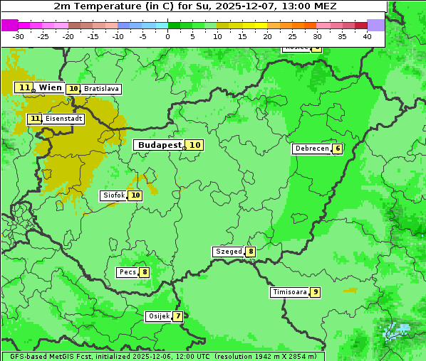 Temperatur, 7. 12. 2025