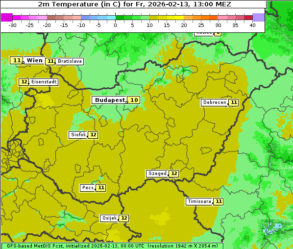 Temperatur, 13. 2. 2026