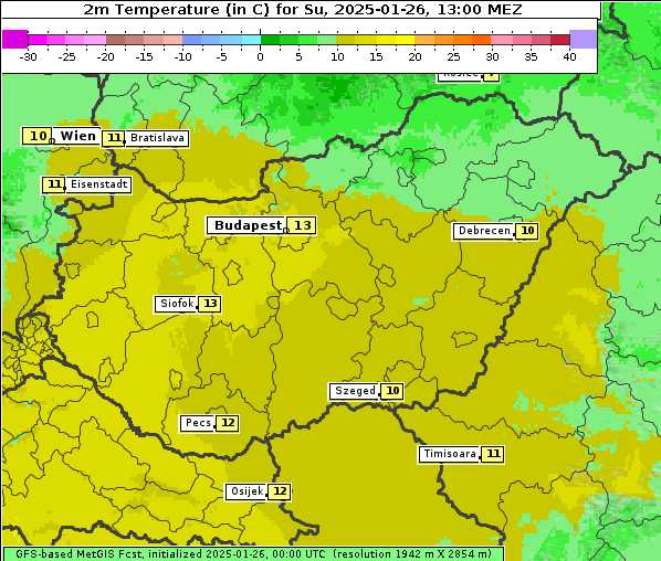 Temperatur, 26. 1. 2025