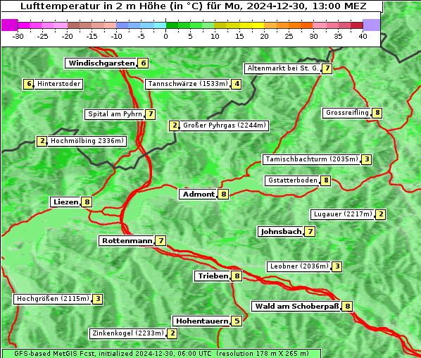 Temperatur, 30. 12. 2024