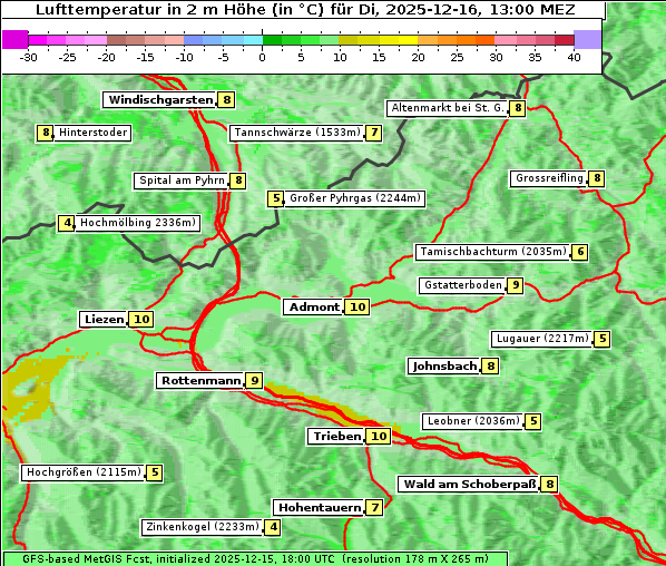 Temperatur, 16. 12. 2025