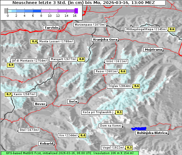 Neuschnee, 16. 3. 2026