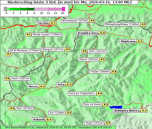 Niederschlag, 16. 3. 2026