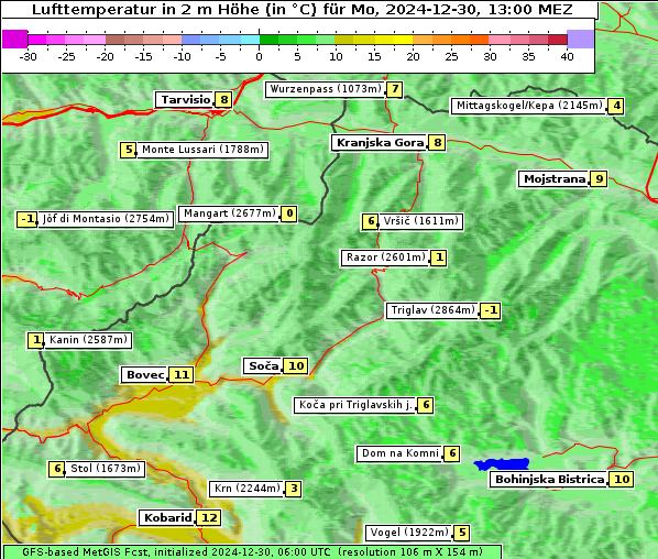 Temperatur, 30. 12. 2024