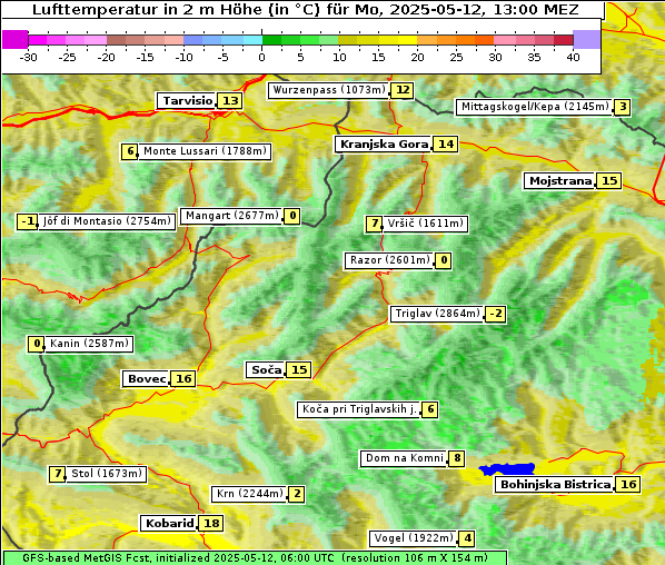 Temperatur, 12. 5. 2025