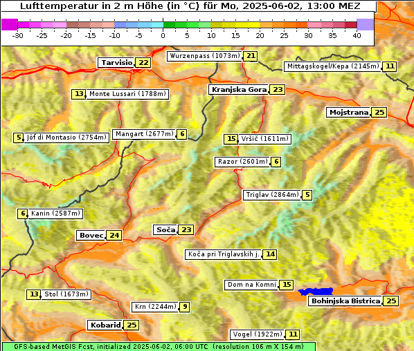 Temperatur, 2. 6. 2025