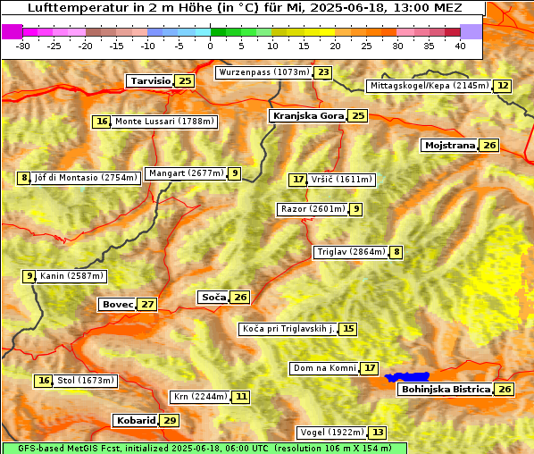 Temperatur, 18. 6. 2025