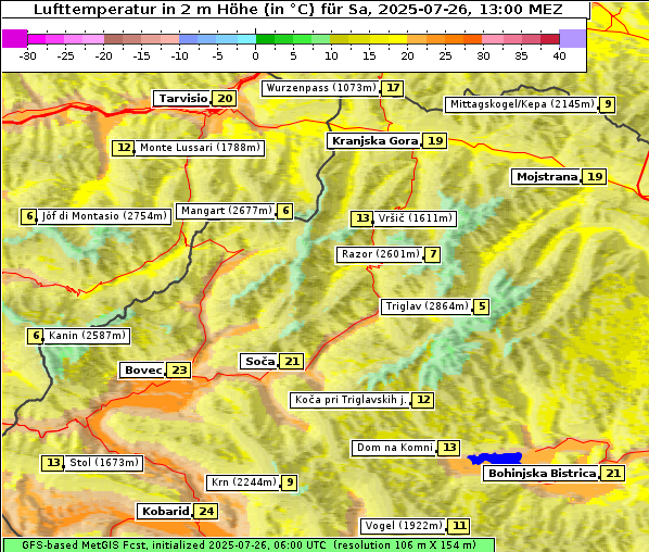 Temperatur, 26. 7. 2025
