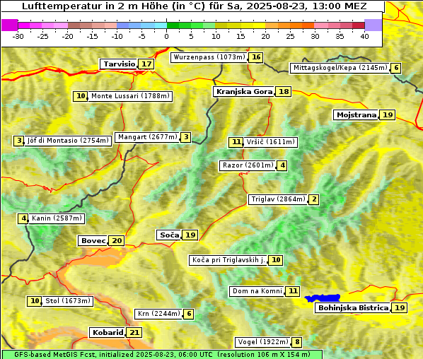 Temperatur, 23. 8. 2025