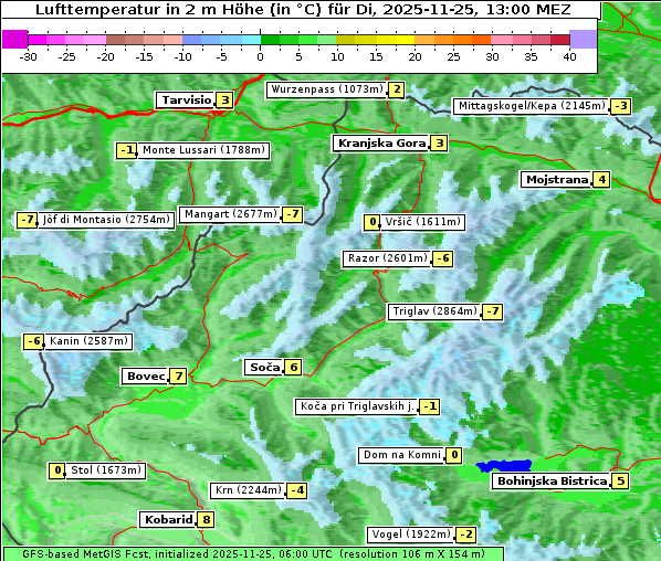 Temperatur, 25. 11. 2025
