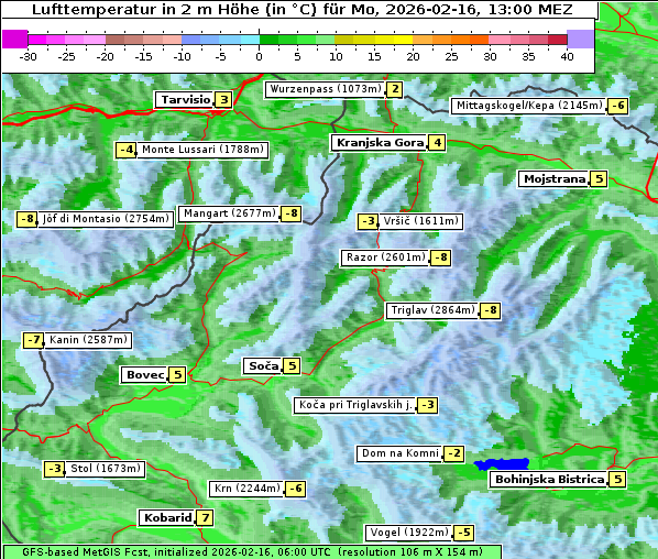 Temperatur, 16. 2. 2026
