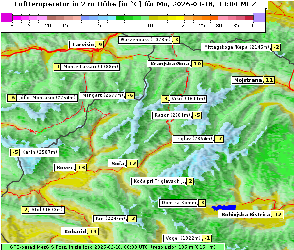 Temperatur, 16. 3. 2026