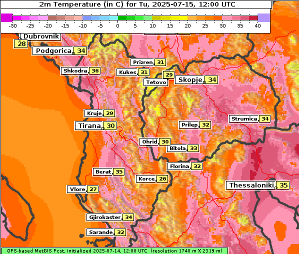 Temperatur, 15. 7. 2025