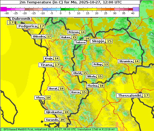 Temperatur, 27. 10. 2025