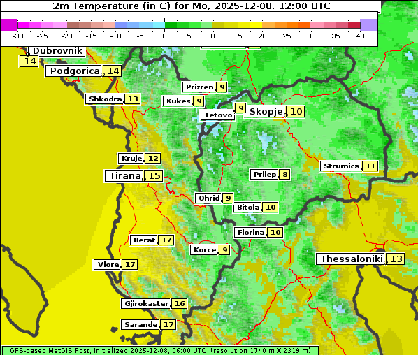 Temperatur, 8. 12. 2025