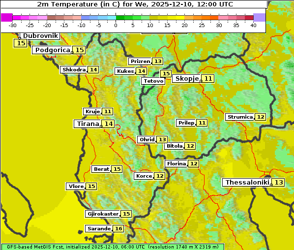 Temperatur, 10. 12. 2025