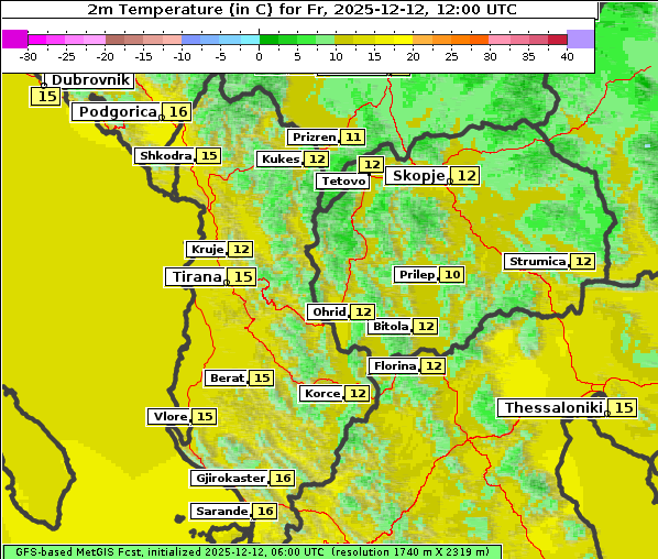 Temperatur, 12. 12. 2025