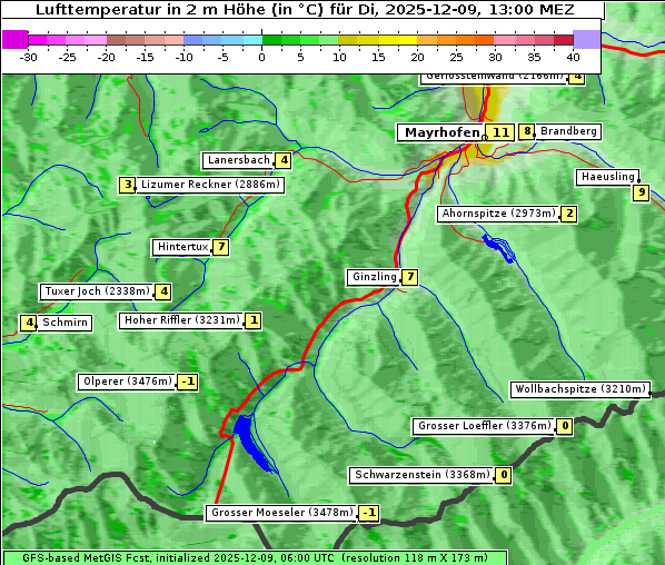 Temperatur, 9. 12. 2025