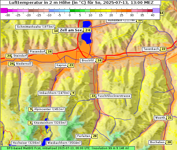 Temperatur, 13. 7. 2025