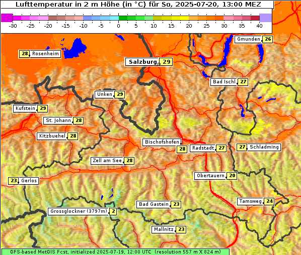 Temperatur, 20. 7. 2025