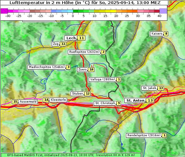 Temperatur, 14. 9. 2025