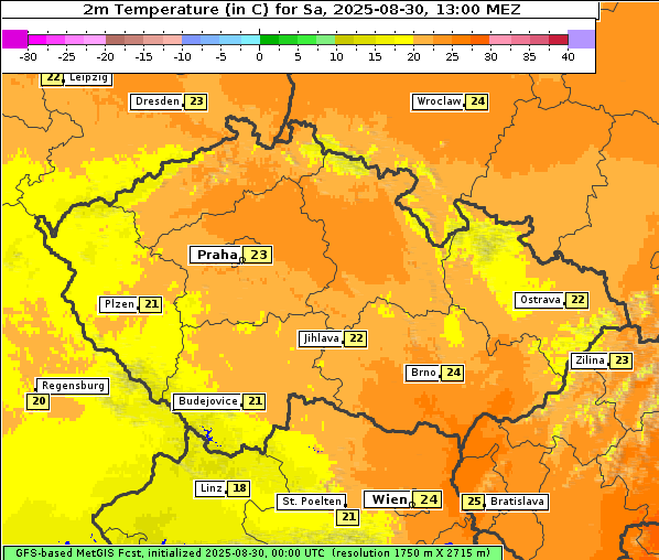 Temperatur, 30. 8. 2025