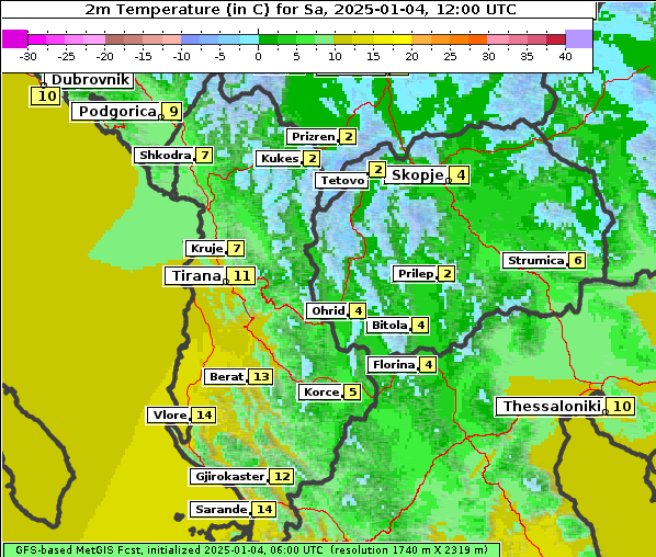 Temperatur, 4. 1. 2025