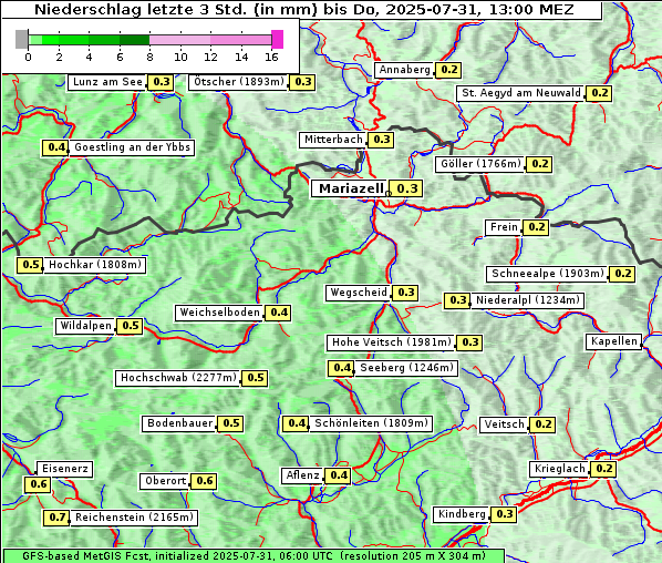 Niederschlag, 31. 7. 2025