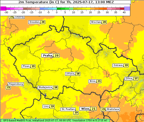 Temperatur, 17. 7. 2025