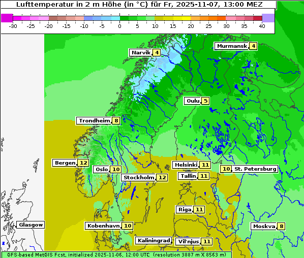 Temperatur, 7. 11. 2025