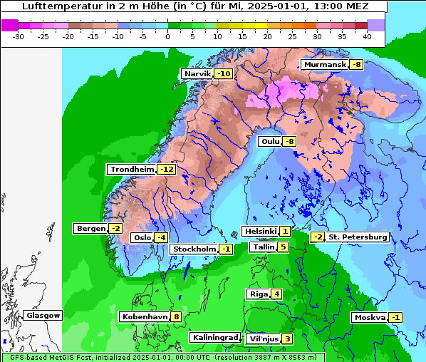 Temperatur, 1. 1. 2025