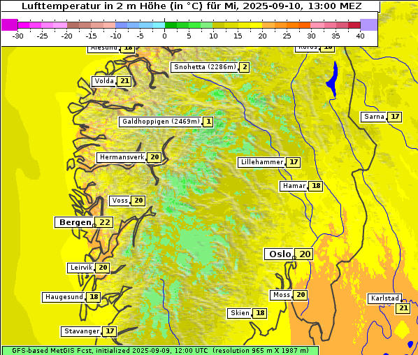 Temperatur, 10. 9. 2025