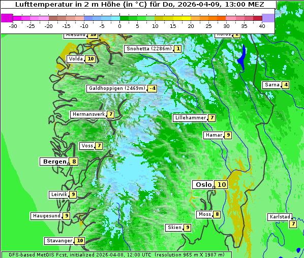 Temperatur, 9. 4. 2026