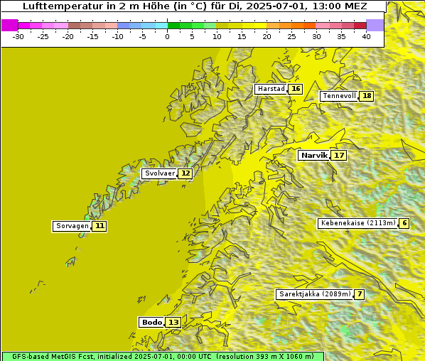 Temperatur, 1. 7. 2025