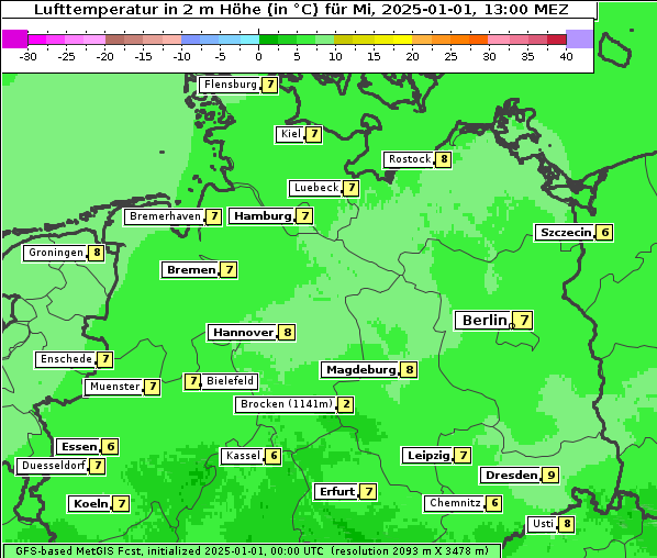 Temperatur, 1. 1. 2025