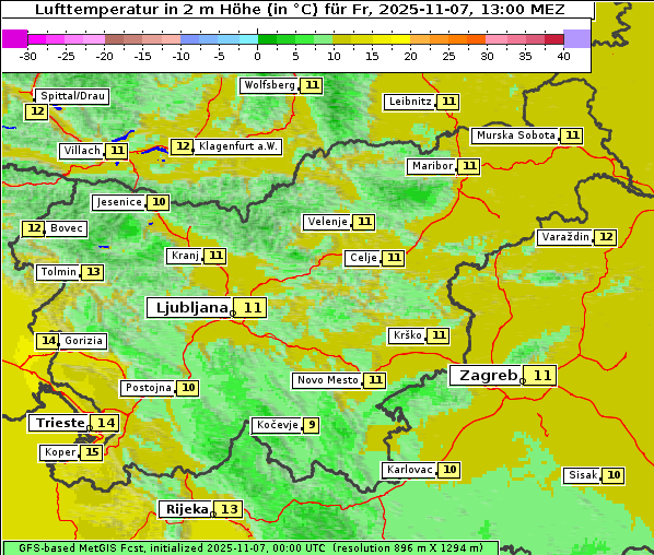 Temperatur, 7. 11. 2025