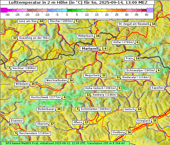 Temperatur, 14. 9. 2025