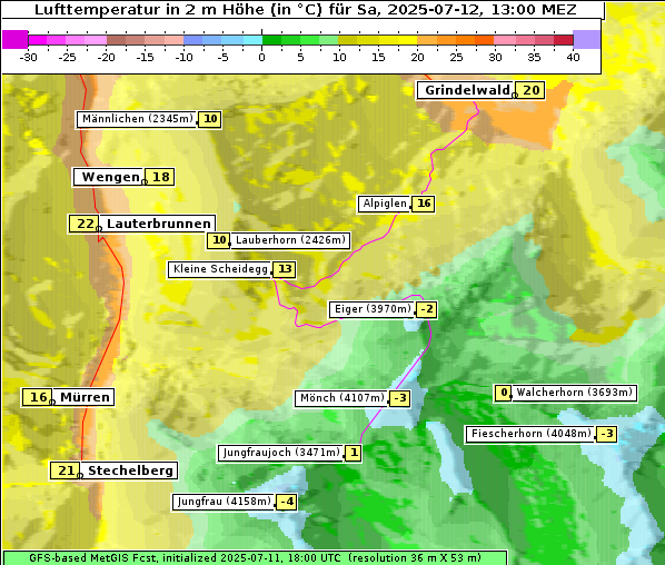 Temperatur, 12. 7. 2025