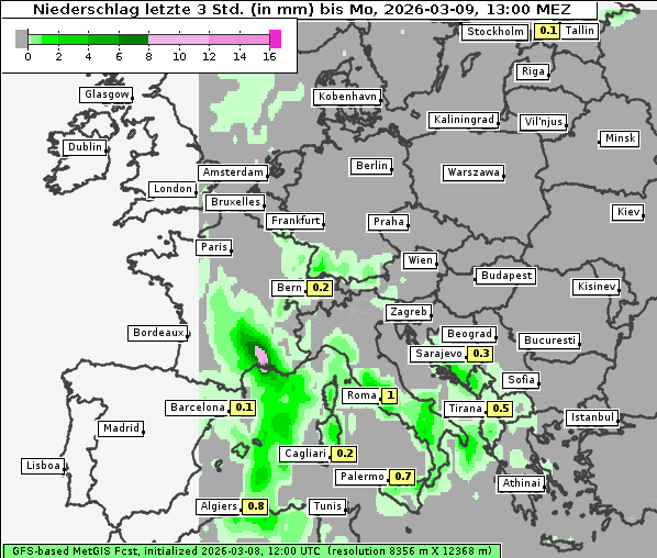 Niederschlag, 9. 3. 2026